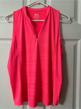 Slazenger Neon Pink Sleeveless Zip V-Neck Golf Tank